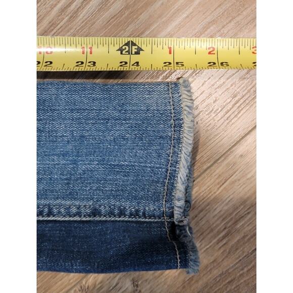 VTG GUESS Denim Jacket Women's Distressed Blue Sz M Gold Buttons Y2k Streetwear - Picture 12 of 12